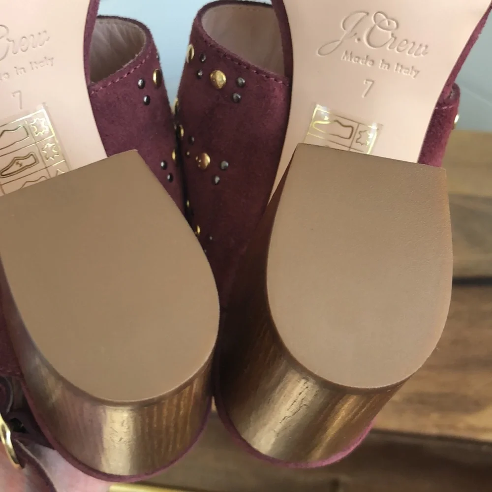 New J. Crew Made in Italy Leather Block heel Sandals. - Picture 16 of 17